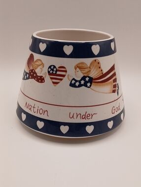Home Interiors Patriotic Angel Ceramic Candle Shade Topper